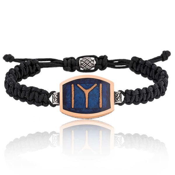 

merve silver kayi length macrame men 's bracelet, Golden;silver