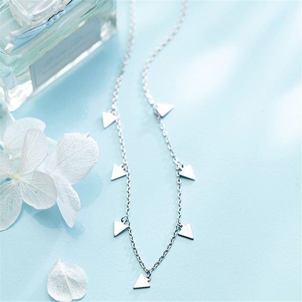 

triangle pendants necklace 100% 925 silver kolye charm minimalism vintage boho bijoux femme collier necklace women joyas jewelry