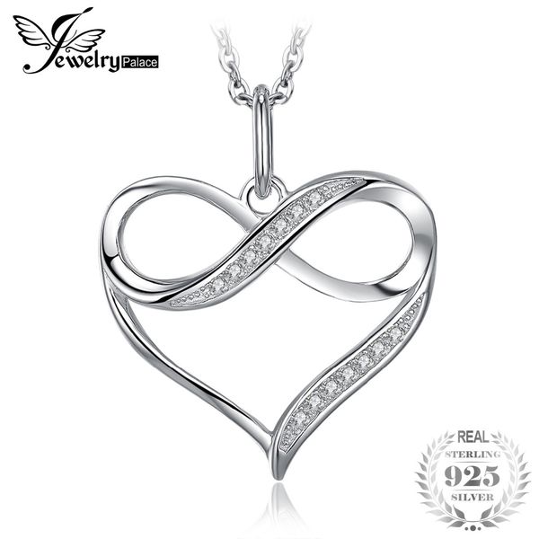 

jewelrypalace infinity heart cubic zirconia 925 sterling silver pendants for women romantic fine jewelry not include the chain