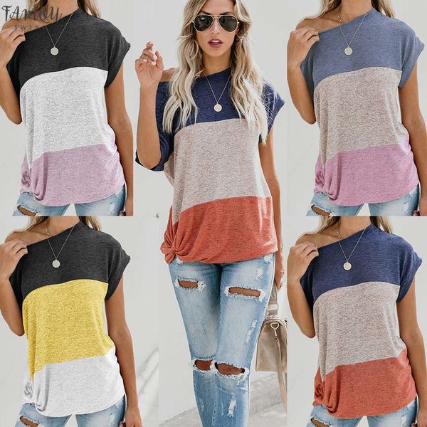 

2020 casual women blue red patchwork short sleeve women shirt women loose summer blouse shirt, White