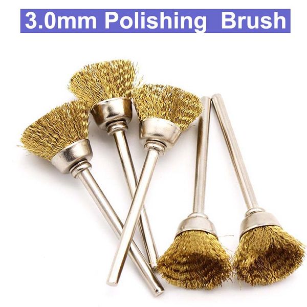 

5pcs/lot 3.0mm shank 60mm min polishing copper wire bowl brush cleaning polishing metal rust brush set