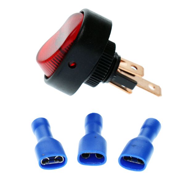 

mini car marine boat red led light 30a 12v rocker toggle on/off switch