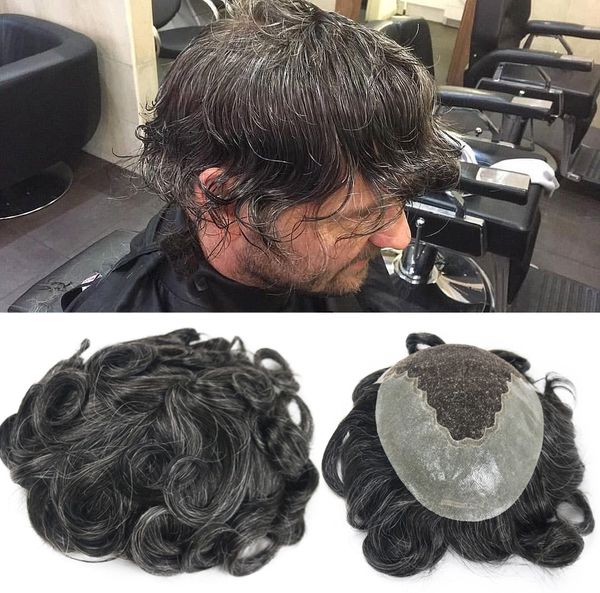 2020 Black White Color Toupee For Old Men Full Swiss Lace Hair