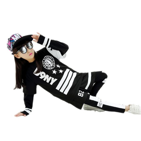 

gymnastic leotard summer children's hiphop hip hop dance suit cotton three-piece suit modern dance costume, Black;red