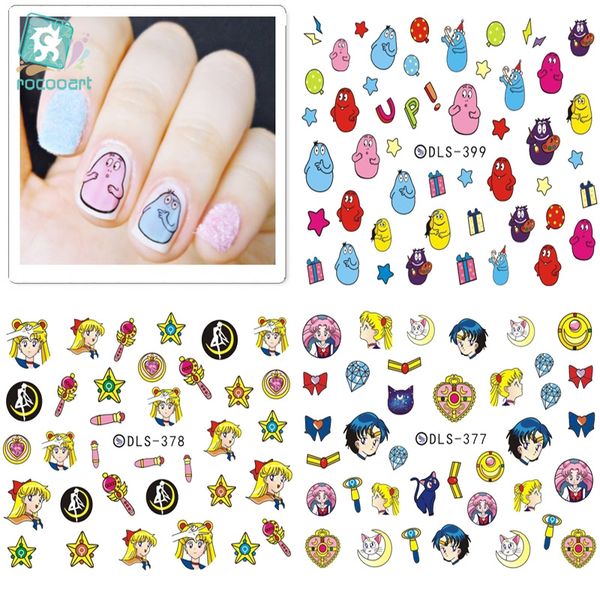 

dls361-402 fashion nails water foils nail art sticker fashion nails cartoon harajuku sailor moon decals minx nail decorations, Black