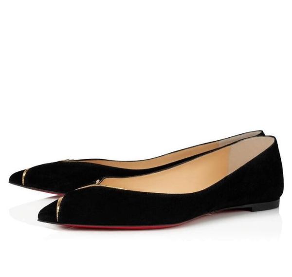 

элегантные женщины острым носом балетки красный bottom плоский слип-on ballet black leather sexy ladies walking sapato feminino с коробкой