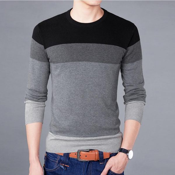 

new sweater men autumn winter quality cotton soft pullover homme o -neck patchwork casual fashion men 's sweater bsethlra, White;black