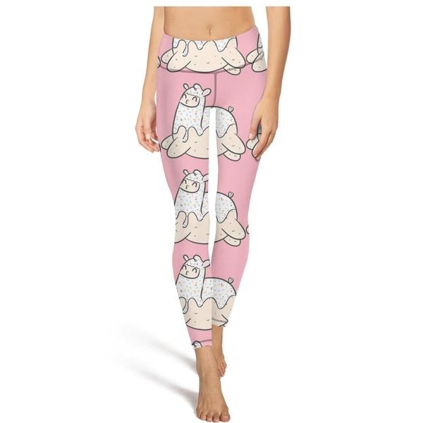 

llama sprinkle alpaca kawaii animalfashion ladies custom yoga pants elasticity casual tight suitable for workout animal llama childish, Black