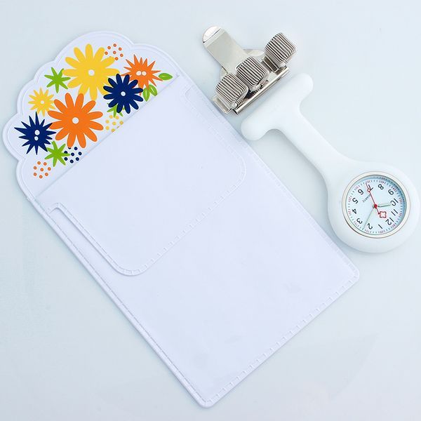 

silicone brooch watch nurse fob watch nursing gift quartz pen clips 4 color penholder doctors nurses dedicated pen bag practical, Slivery;golden