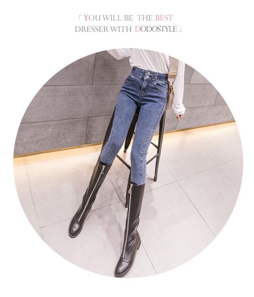 

blue light color temperament feet tight fashion lady pants