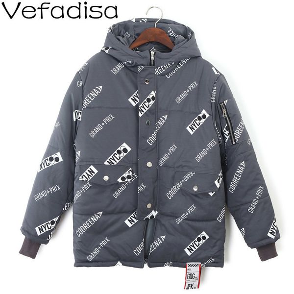 

vefadisa hip hop hooded parka woman 2019 winter thick warm parka zippers pockets loose cotton-padded clothes qyf1410, Black