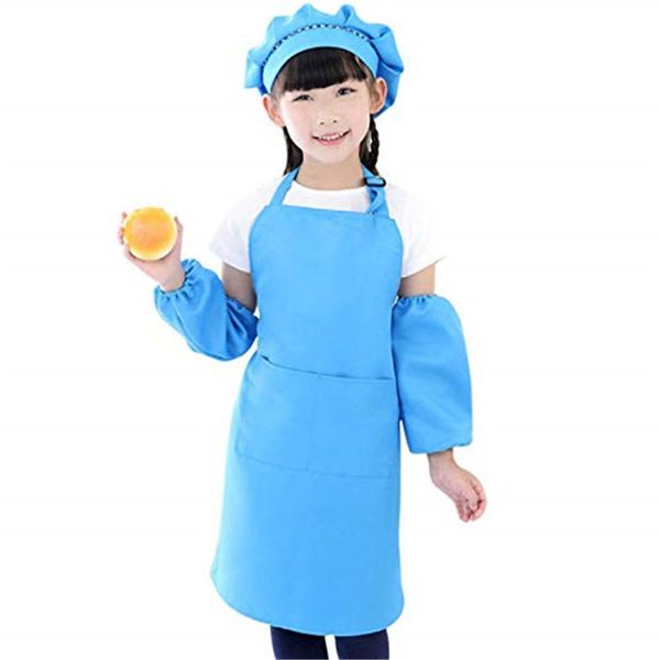 Kitchen Apron Kids Hat Nursing Sleeves Set Girls Boys Kitchen