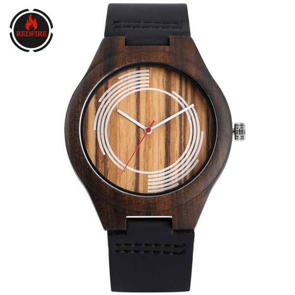 

redfire vintage black/brown genuine leather men wood watches quartz mens watch pin buckle casual wooden clock reloj masculino, Slivery;brown