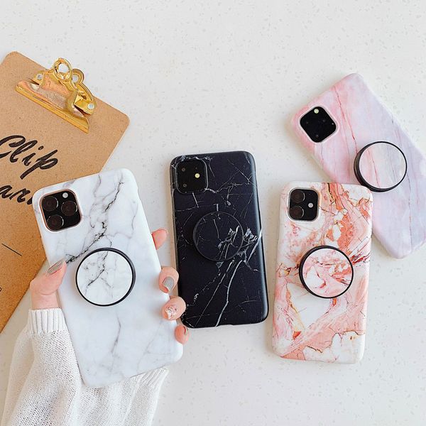 

for iphone 11 pro max marble holder phone cases kickstand soft tpu anti-shock back cover protector for apple 11 x xr xs max 7 8 8p 6s plus