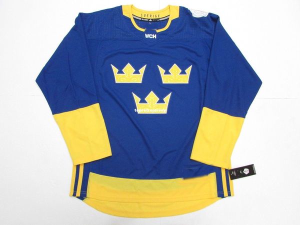 

custom team sweden blue 2016 world cup of hockey premier hockey jersey stitch add any number any name mens hockey jersey xs-6xl, Black;red