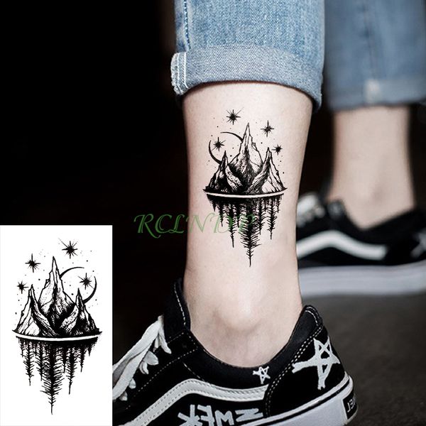 Waterproof Temporary Tattoo Stickers Moon Hill Forest Star Fake