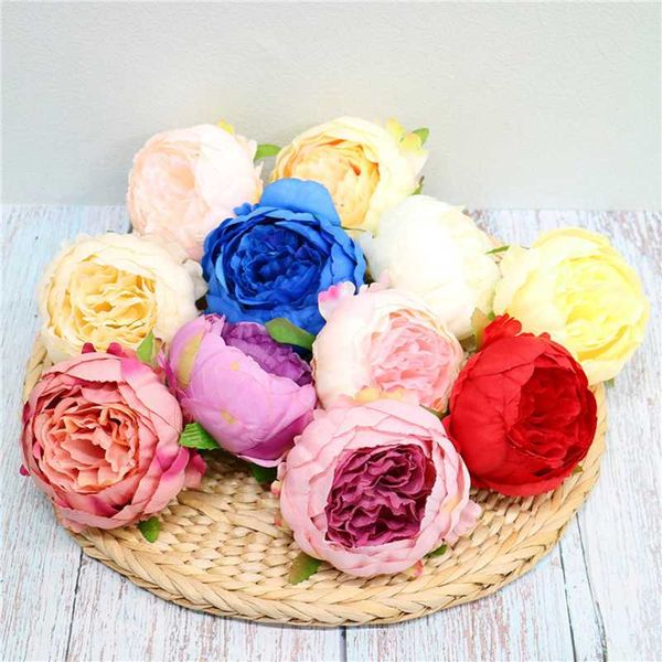 

50pcs/lot artificial peony flower head diy silk wedding fake flower for party home decoration wreath