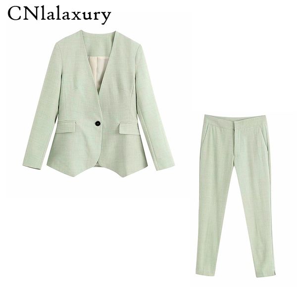 

work pant suits 2 piece sets single button ladies blazer jacket & zipper trousers suit for women set feminino autumn cothes, White;black