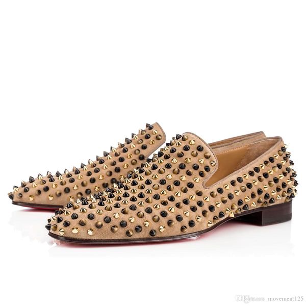 

19s luxury rollerboy spikes red bottom loafers flat men's walking sneakers shoes,outdoor business party dress oxfords walking with box, Black