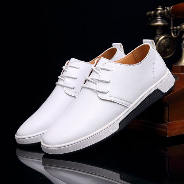 

shoes men 2019 four seasons new breathable large size men shoes business dress shoelace casual flat large yards, Black