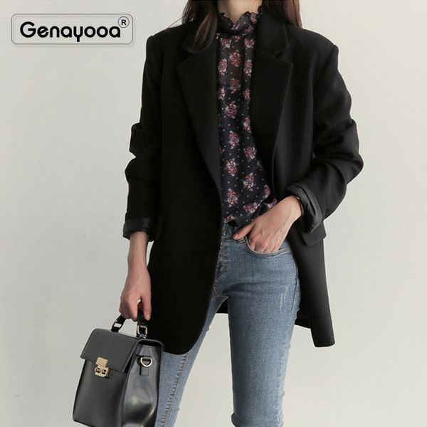 

genayooa элегантных женщин пиджаки и куртки плюс размер офис леди женская куртка черного высокого качества blazer mujer 2019 invierno, White;black