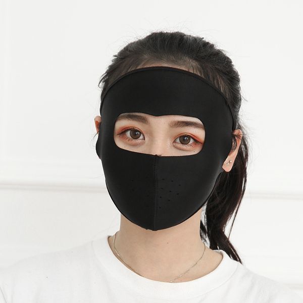 

sunscreen mask women summer ice silk face masks men neck protector riding anti-uv ultraviolet-proof breathing mask portable 1pcs, Black