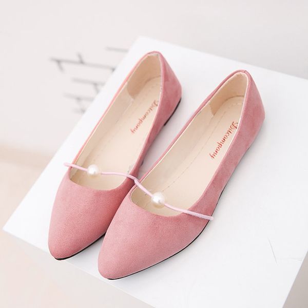 

квартиры обувь женщины pearl цвета конфеты замша квартиры каблука ballpointed toe ballerina дамы плоский лоферы zapatos mujer @ ру, Black