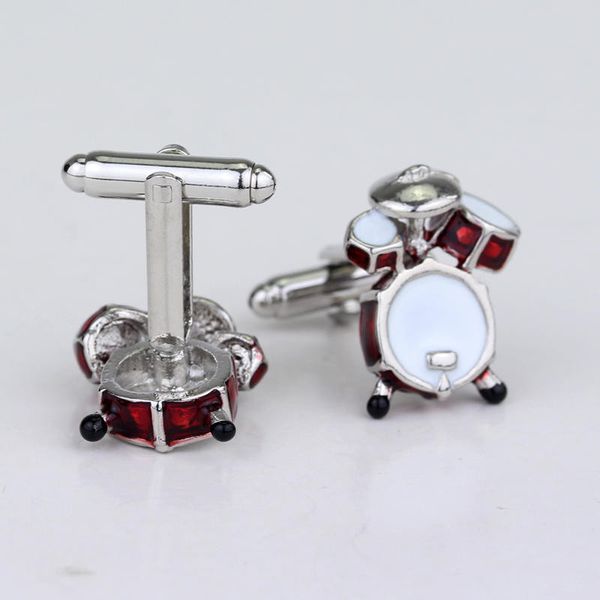 

fashion jewelry cocoes musical instruments drum cufflinks for mens red cute drum kit shirt cufflink drummer gifts, Silver;golden