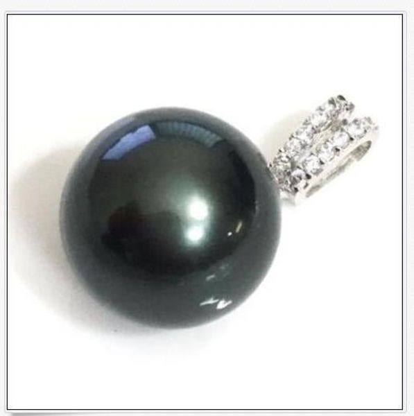

huge 16mm south sea shell rose black pendant pearl necklace 18, Silver