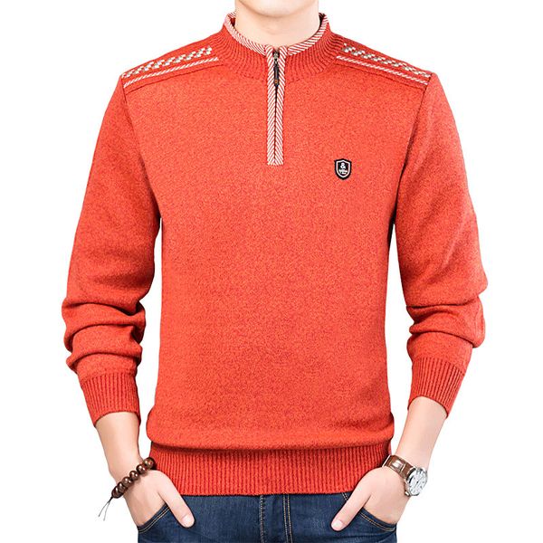 

mature men basic pullovers sweaters quater zipper design knitwear soft wool blends pullover man leisure knitted sweater man, White;black