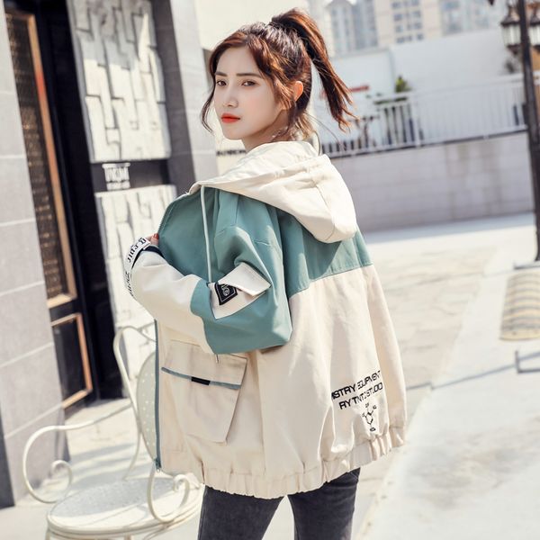 

tooling ins port wind jacket female spring and autumn 2020 new ms. wild loose short korean students harajuku bf, Black;brown
