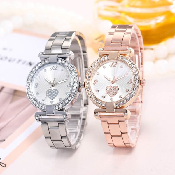 

round quartz watch special luxury heart roman digital watch alloy watches, Slivery;brown