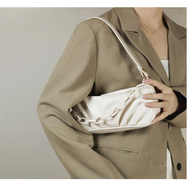 

new 2020 high class pleated acrylic chain under the armpit bag casual one-shoulder acrylic chains women handbag