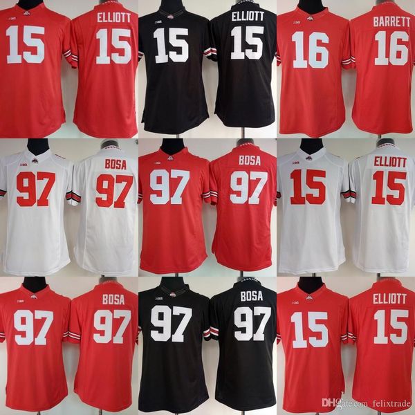 

ncaa womens ohio state buckeyes college jerseys #15 ezekiel elliott 97 nick bosa 16 jt barrett college football jerseys red white black, Black;red