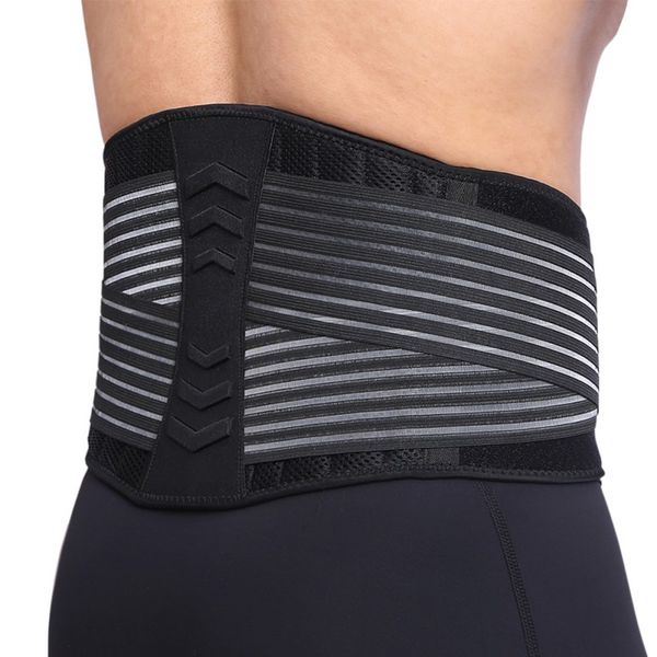 

care back waist support brace lumbar support belt wide protection breathable mesh for gym pain relief lifting work adjustable, Black;gray