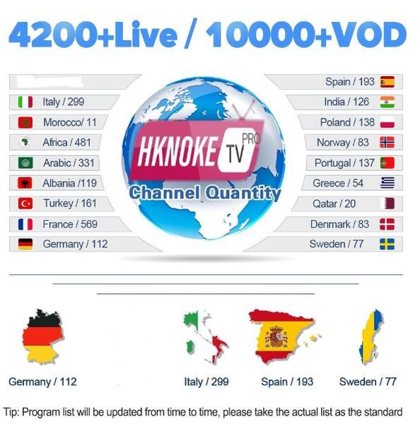 

hknoketv pro with 1 year iptv subscription code programs for android tv box dutch belgium french