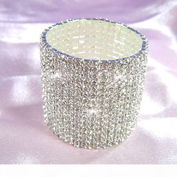 

15 row stretch bridal clear crystal rhinestone bangle bracelet cb915, Black