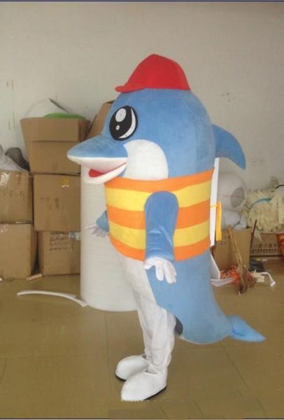 

2019 blue dolphin mascot costumes cartoon apparel fish mascot costumes, Red;yellow