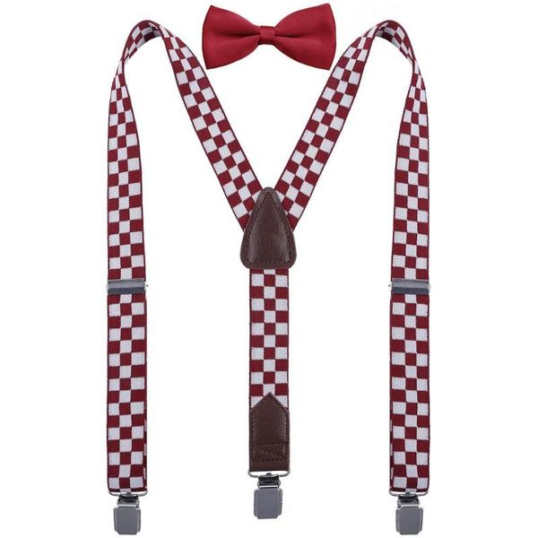 

deobox детские подтяжки и галстук-бабочка комплект с искусственным кожаным соединением, Black