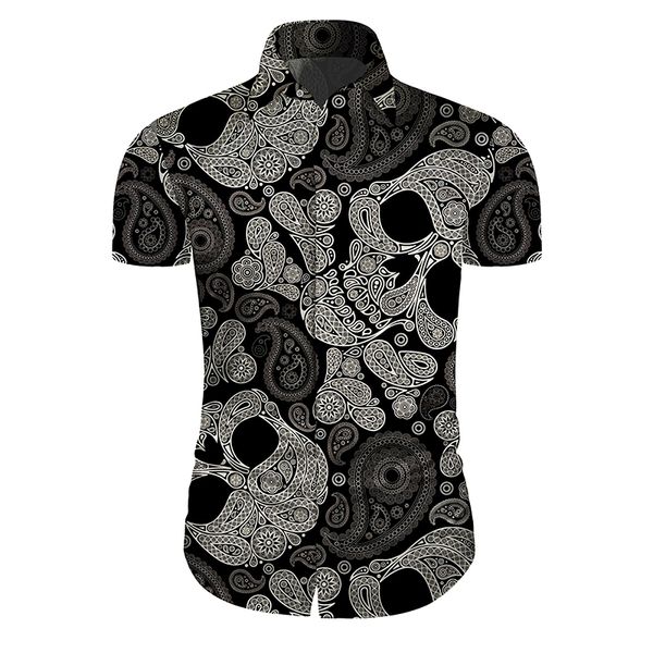 

cloudstyle skull printed shirt men clothing hawaiian shirt casual slim fit floral shirts camisas hombre short sleeves 5xl, White;black