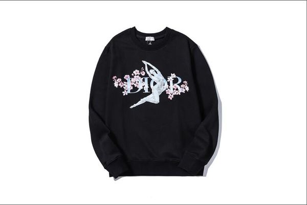 

embroidered men's spring new hoodie spring solid color men's hoodie sweatshirt loose style fashion tide luxury pullover -5, Black