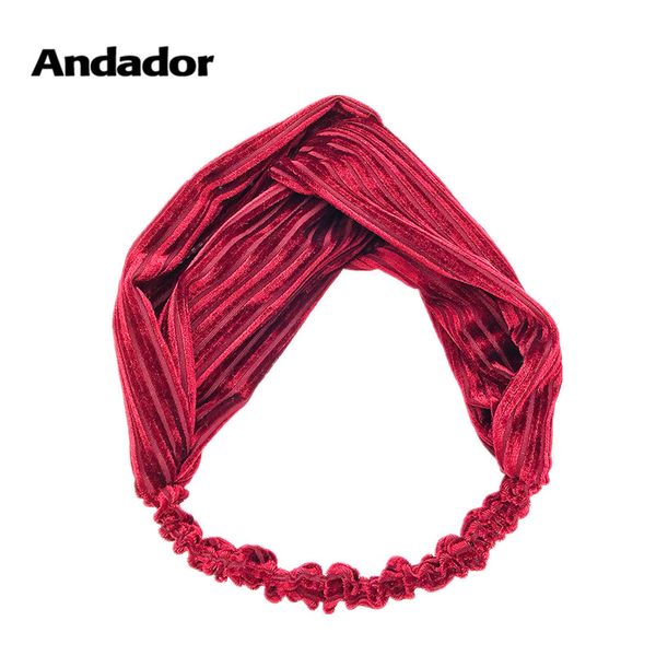 Women Solid Color Hair Accessories Gold Velvet Elastic Headband