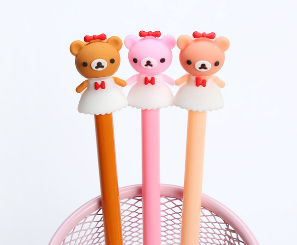

100pcs/lot wholesale gel pen cartoon bear pen neutral black creative student stationery writing supplies gp606