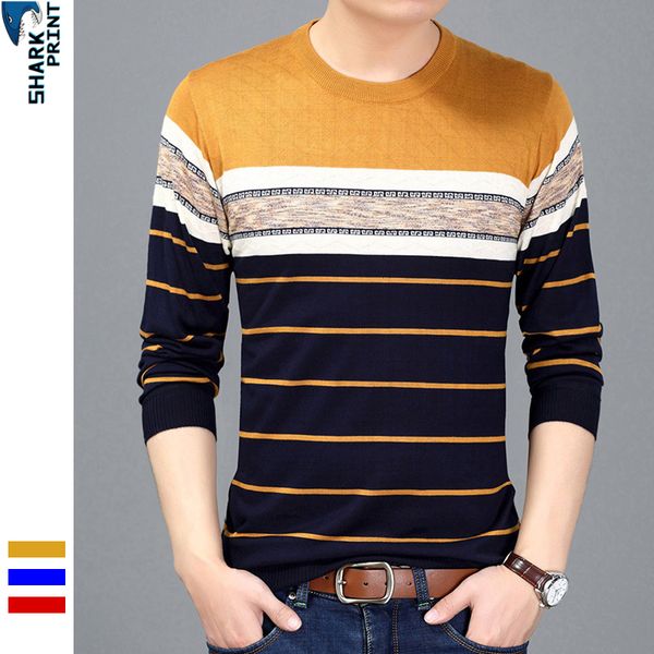 

sharkprint 2018 new style casual fashion mens o-neck sweater thin slim fit knitting pullover plus size men's sweater, White;black