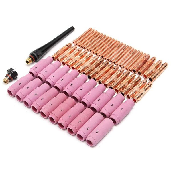 Freeshipping 1 Conjunto 62 Pcs Tig Soldagem Tocha Bico de Cobre Cerâmico Pirex Copo Para Máquina De Solda WP-26/17/18 Kit