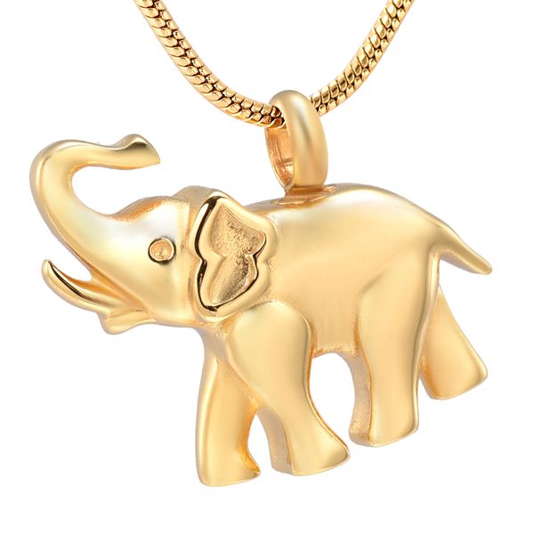 

lkj9743 gold tone stainless steel cremation jewelry pet ashes holder memorial urn locket elephant shape funeral casket, Silver
