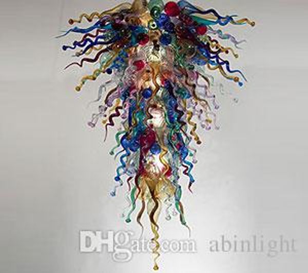 

china factory-outlet handmade blown glass hanging led chandelier multi color crystal borosilicate glass custom decorative led chandelier