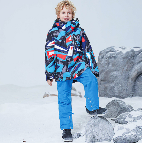 

2019 kids ski suit waterproof warm snow jacket and pants thicken winter ski snowsuit for boys skiing snowboarding outdoors