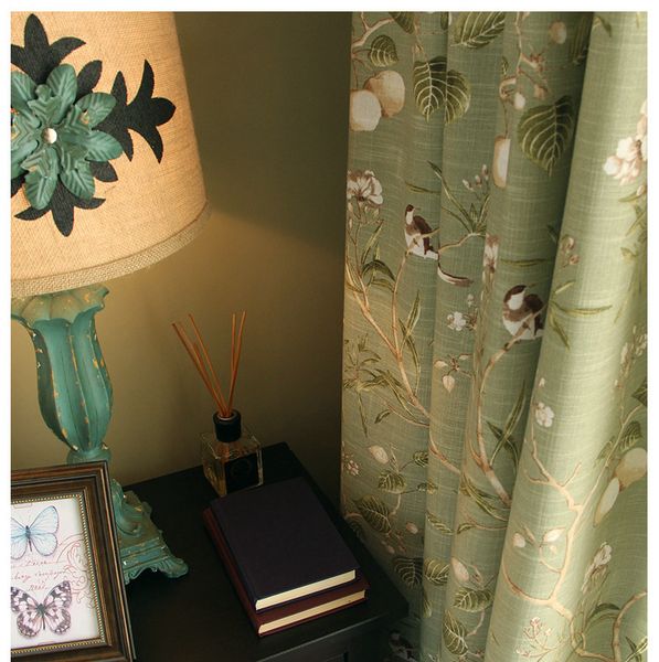 

american flower, bird, country cotton curtains for living dining room bedroom