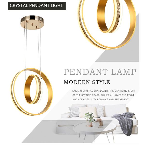 2019 Gold Rings Ceiling Light Indoor Crystal Lighting Modern Led